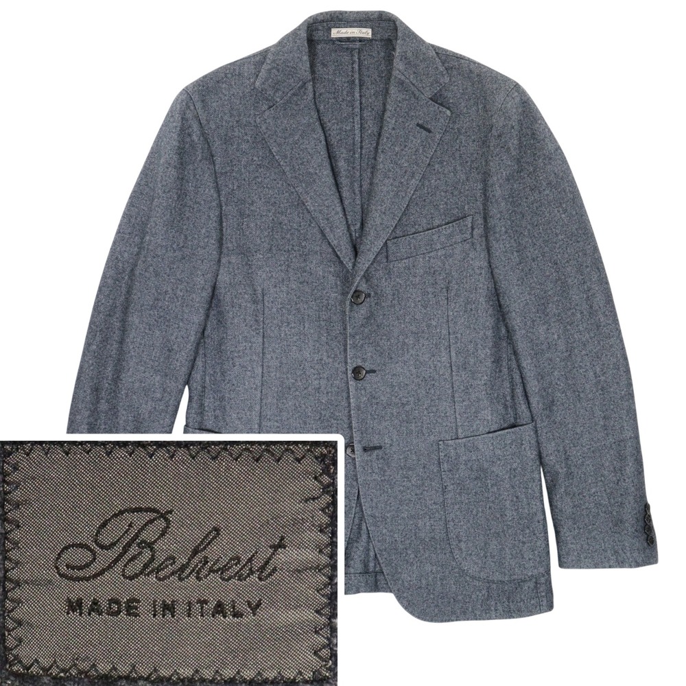 Belvest Sport Coat Blazer Soft Wool Blend Unstructured Heathered Grey Men 38R